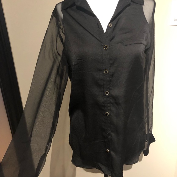 Dynamite Elegant Black Sheer Women's Top Size XS - Picture 2 of 8